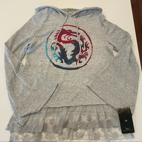 Disney Princess Mulan Hooded Shirt with Lace Bottom!! NWT - Picture 7 of 9